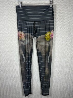 teeki Gray Striped Active Leggings